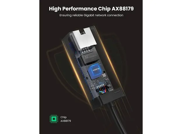ლან ადაპტერი UGREEN CR111 (20256) USB 3.0 to RJ45 Gigabit Ethernet Adapter, Black, 5 image