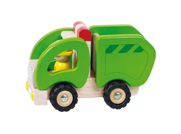 ხის ნაგვის მანქანა goki Machine wooden Garbage truck (green) 55964G, 2 image