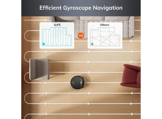 რობოტი მტვერსასრუტი მშრალი და სველი წმენდით Ilife V9 Pro, 3000Pa, Gyroscope Navigation, Self-Empty Robotic Vacuum Cleaner With APP Control, Black, 3 image