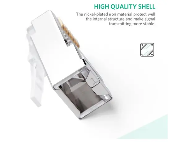 ქსელის კაბელის კონექტორი UGREEN NW111 (50248) Connector Cat6 Shielded Crystal Head 100 Pack, 3 image