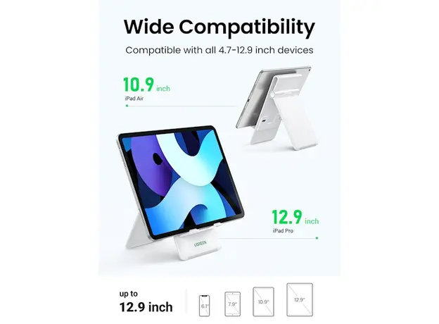 პლანშეტის დამჭერი UGREEN LP406 (30426), Desktop Tablet Stand, White, 4 image