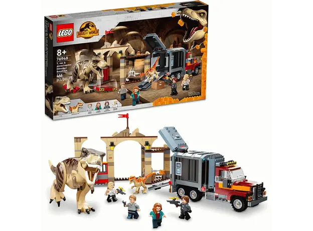 ლეგო LEGO Jurassic World T. rex & Atrociraptor Dinosaur Breakout