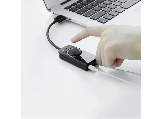 ხმის ბარათი UGREEN CM129 (40964) USB External Stereo Sound, card 3,5 mm mini jack with volume control Adapter 15cm (Black), 2 image