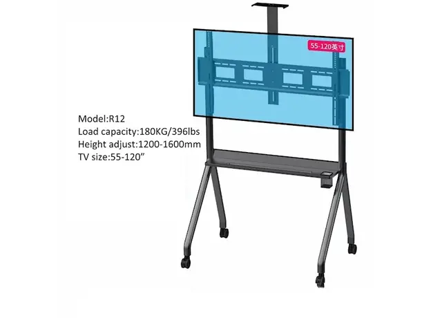 ტელევიზორის საკიდი Allscreen Universal LCD LED TV Bracket R12, With Roller, Size 55”-120”, Black, 4 image