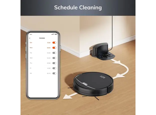 რობოტი მტვერსასრუტი მშრალი და სველი წმენდით Ilife V9 Pro, 3000Pa, Gyroscope Navigation, Self-Empty Robotic Vacuum Cleaner With APP Control, Black, 4 image