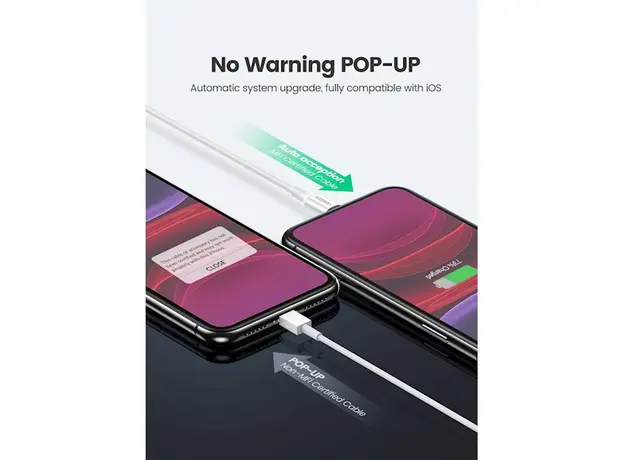 კაბელი UGREEN USB-A Male to Lightning Male Cable Nickel Plating ABS Shell 1m (Black), 11 image