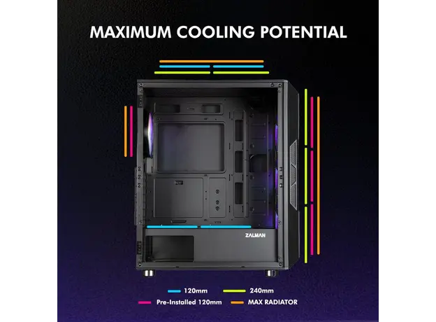 კომპიუტერის ქეისი Zalman Computer case I3 NEO TG BLACK, 4 image