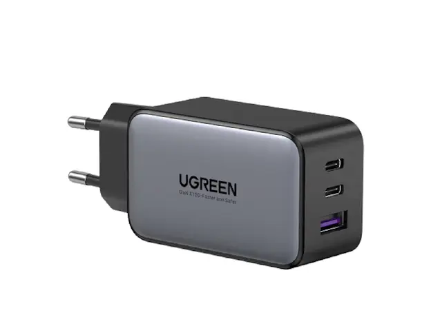 დამტენი UGREEN CD244 (10335), 65W, 2xUSB-C, Type-c, USB, Space Gray, 2 image