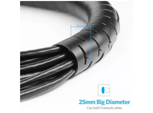 კაბელ მენეჯმენტი UGREEN 30820 Protection Tube DIA 25mm 5m (Black), 3 image