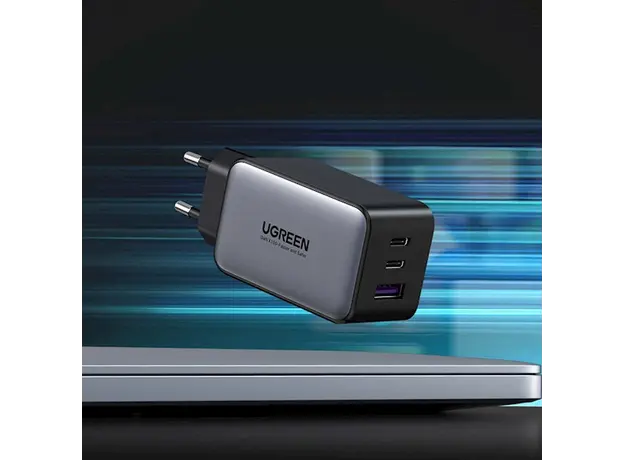 დამტენი UGREEN CD244 (10335), 65W, 2xUSB-C, Type-c, USB, Space Gray, 3 image