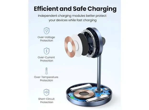 უსადენო დამტენი UGREEN CD317 (90668), Wireless Charger, Black/Blue, 4 image
