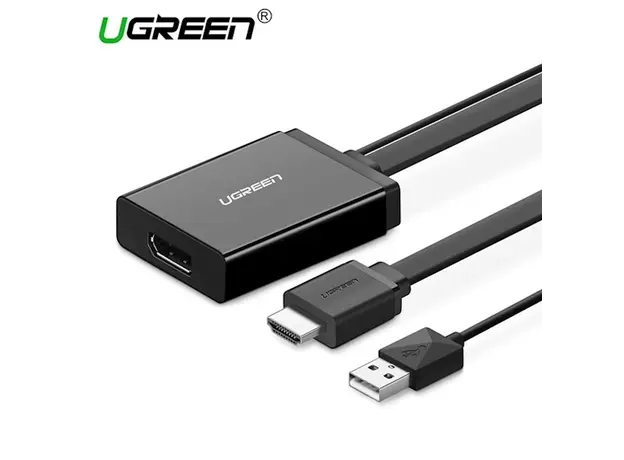 HDMI გადამყვანი UGREEN MM107 (40238) HDMI to DP Converter 0.5m (Black) + USB for power