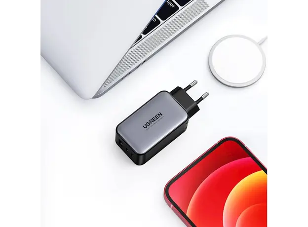 დამტენი UGREEN CD244 (10335), 65W, 2xUSB-C, Type-c, USB, Space Gray, 4 image
