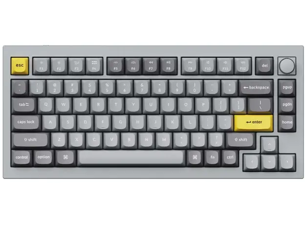 კლავიატურა Keychron Q1 QMK Custom HotSwappable Gateron Phantom Brown Switch Mechanical Keyboard Full Assembled Space Grey RGB with Knob Russian Layout, 2 image