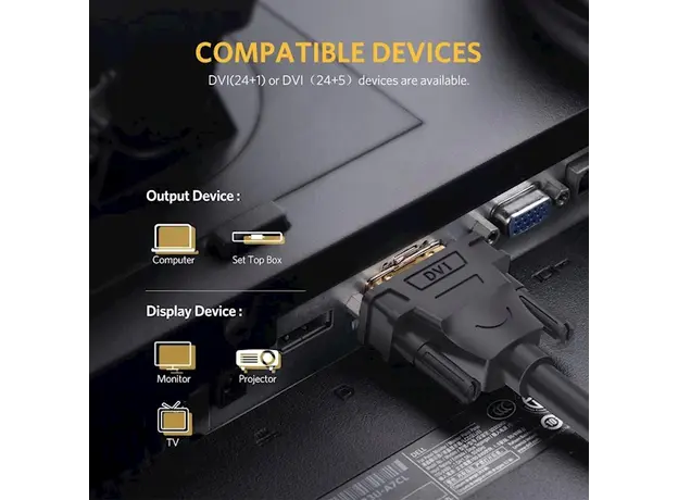 DVI კაბელი UGREEN DV101 (11604) DVI-D 24+1 Male to Male Dual Link Video Cable, 2m, Black, 5 image