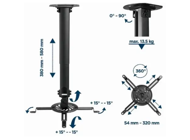 პროექტორის საკიდი Gembird CM-B-01 Adjustable Ceiling Mount For Projector/Beamer, 7 image