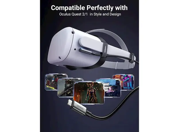 USB კაბელი UGREEN US551 (90629), Type-c to Type-c , USB-C To USB-C, 5m, Black, 4 image