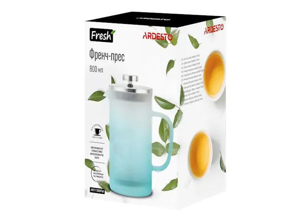 ჩაიდანი Ardesto AR1108BFM 800ml, French Press Fresh, Tiffany blue, 3 image