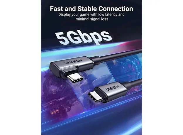 USB კაბელი UGREEN US551 (90629), Type-c to Type-c , USB-C To USB-C, 5m, Black, 6 image