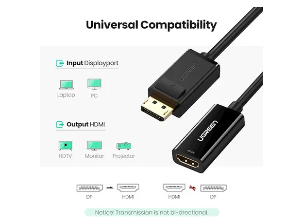 ადაპტერი UGREEN MM137 (40363) DisplayPort to HDMI Female Converter 4K*2K 25cm (Black), 5 image