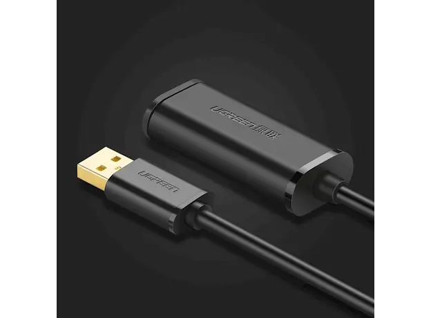 USB დამაგრძლებელი UGREEN US121 (10319) USB 2.0 Active Extension Cable with Chipset 5m (Black), 9 image