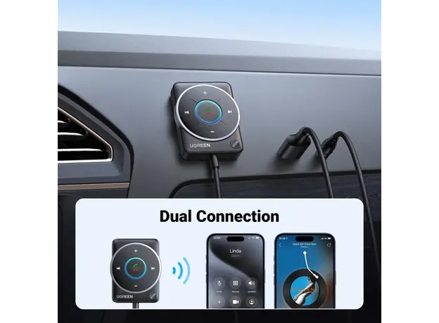 Bluetooth მიმღები UGREEN CM723(35002), Bluetooth 5.4 Aux Car Adapter, Black, 3 image