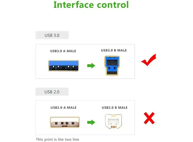 პრინტერის კაბელი UGREEN US210 (10372) USB-B 3.0 Type B to Type A Print Cable 2m (Black), 4 image