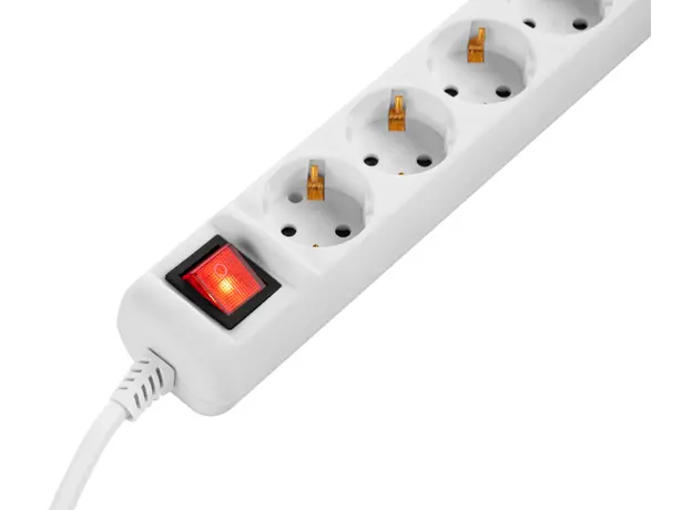 დენის დამაგრძელებელი 2E Power strip 5XSchuko with switch, 3G*1.5мм, 1.5m, white, 5 image