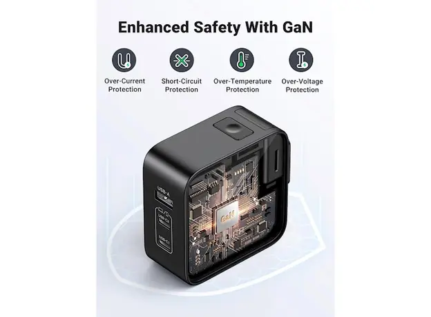 დამტენი UGREEN CD296 (90409), 65W, USB, USB-C, Gray, 5 image