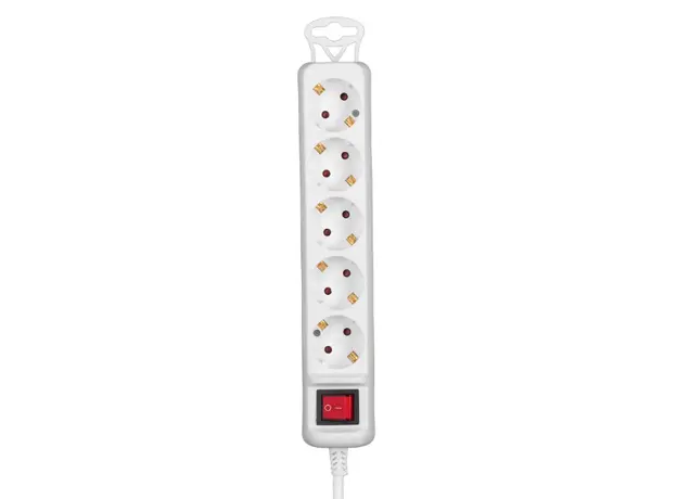 დენის დამაგრძელებელი 2E Power strip 5XSchuko with switch, 3G*1.5мм, 1.5m, white, 3 image