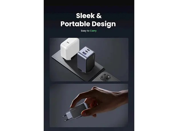 მობილურის დამტენი UGREEN X553 (35042) Nexode Air, 65W, USB, USB-C, Grey, 8 image