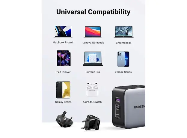 დამტენი UGREEN CD296 (90409), 65W, USB, USB-C, Gray, 4 image