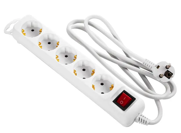 დენის დამაგრძელებელი 2E Power strip 5XSchuko with switch, 3G*1.5мм, 1.5m, white