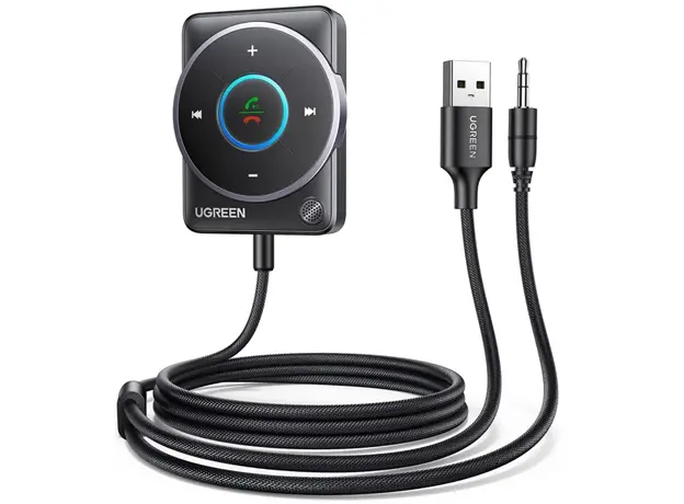 Bluetooth მიმღები UGREEN CM723(35002), Bluetooth 5.4 Aux Car Adapter, Black
