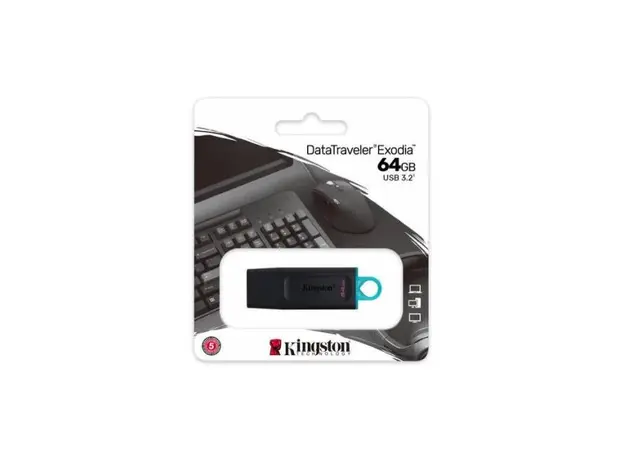 USB ფლეშ მეხსიერება kingston DTX 64GB USB3.2 Gen 1 DataTraveler Exodia (Black + Teal), 4 image