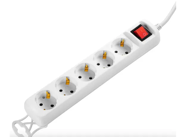 დენის დამაგრძელებელი 2E Power strip 5XSchuko with switch, 3G*1.5мм, 1.5m, white, 4 image