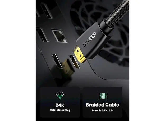 HDMI კაბელი UGREEN HD118 (40411) High-End HDMI Cable with Nylon Braid 3m (Black), 11 image