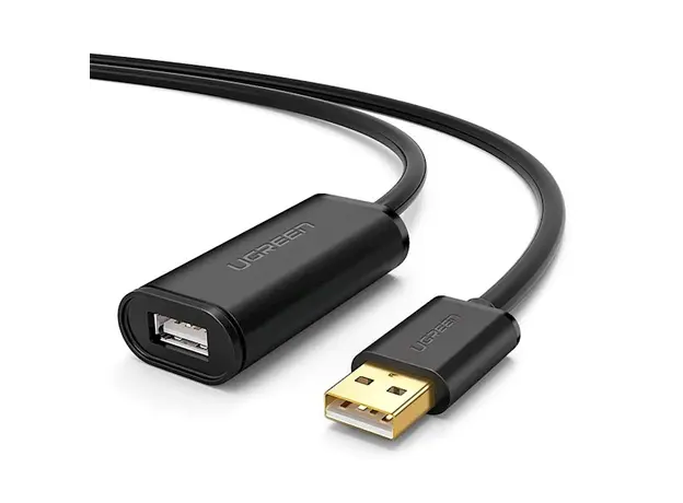 USB დამაგრძლებელი UGREEN US121 (10319) USB 2.0 Active Extension Cable with Chipset 5m (Black)