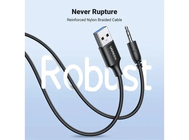 Bluetooth მიმღები UGREEN CM723(35002), Bluetooth 5.4 Aux Car Adapter, Black, 4 image