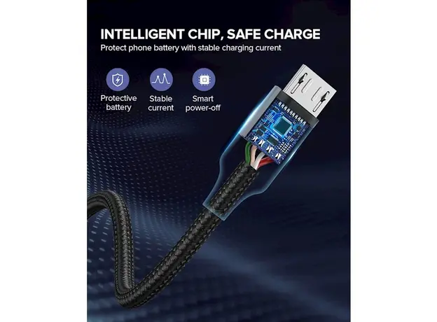 USB კაბელი UGREEN US290 (60147) USB 2.0 A to Micro USB Cable Nickel Plating Aluminum Braid 1.5m (Black), 8 image