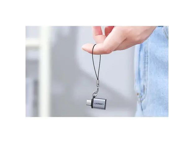 USB ადაპტერი UGREEN US270 (50283) OTG Type C to USB 3.0 A Adapter Cable with Lanyard (Black), 2 image