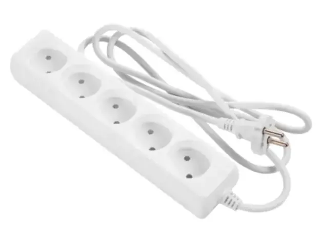 დენის დამაგრძელებელი 2E Power strip 2E, 5XCEE7/17, 2G*1.0мм, 1.5m, white