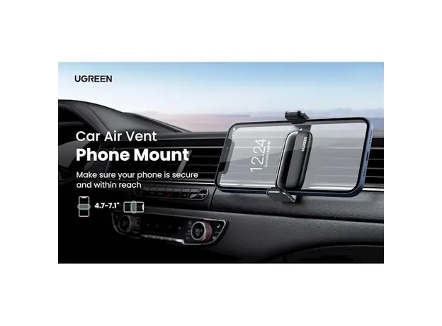 მობილურის დამჭერი Ugreen LP120 (10422), Air Vent Phone Holder, Gray, 7 image