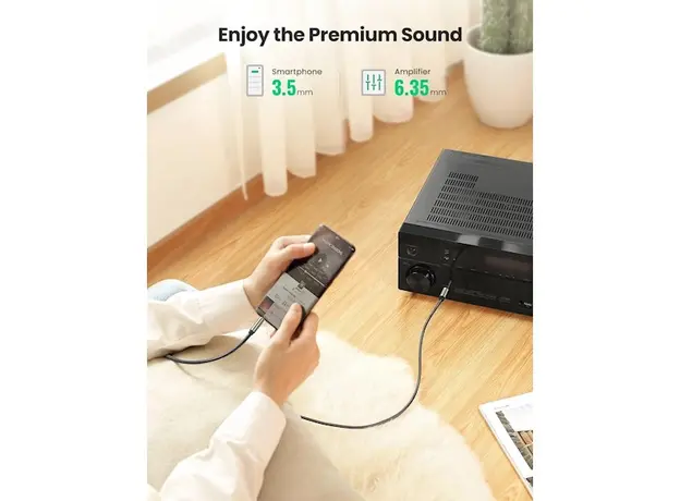 აუდიო კაბელი UGREEN (10630) 3.5mm to 6.35mm TRS Stereo Audio Cable 5m (Gray), 4 image