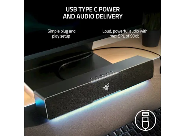 დინამიკი Razer Leviathan V2 X 7.1 USB-C/BT RGB, Black, 3 image