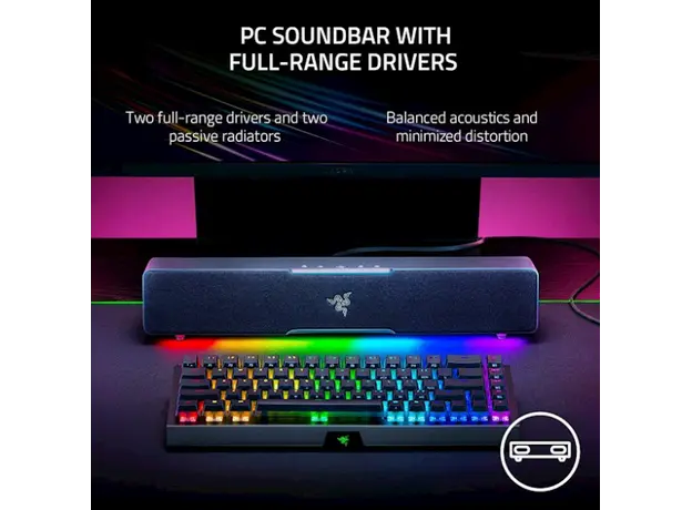 დინამიკი Razer Leviathan V2 X 7.1 USB-C/BT RGB, Black, 5 image
