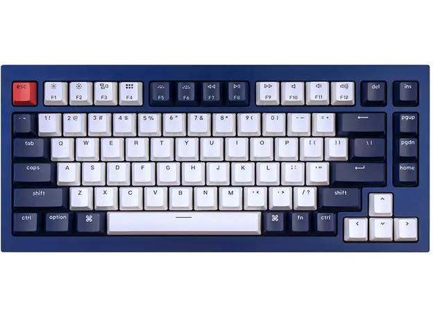კლავიატურა Keychron Q1 QMK Custom HotSwappable Gateron Phantom Red Switch Mechanical Keyboard Full Assembled Navy Blue RGB with Knob Russian Layout, 2 image