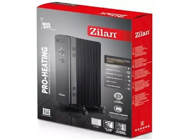ზეთის გამათბობელი Zilan ZLN8450, 2500W, Oil Radiator, Black, 3 image