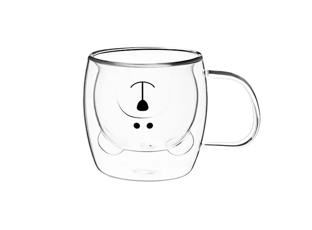 ჭიქების ნაკრები Ardesto AR2625GHA 250ml, 2 pcs Double Wall Borosilicate Glass Mug Set Animals With Handles, 3 image
