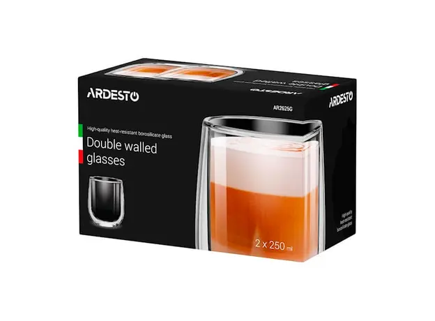 ჭიქა ARDESTO Double wall borosilicate glass mug set 250 ml 2 pcs, 3 image